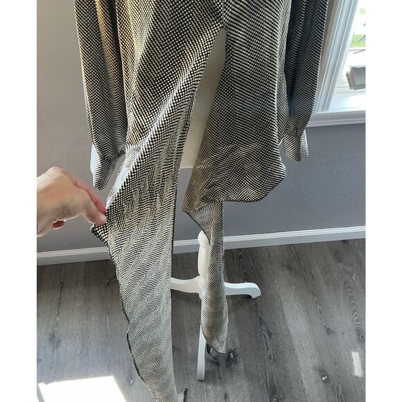 The Look Randolph Duke Vintage Long Sleeve High Collar Tie Front Blouse Women 10 - Picture 7 of 12